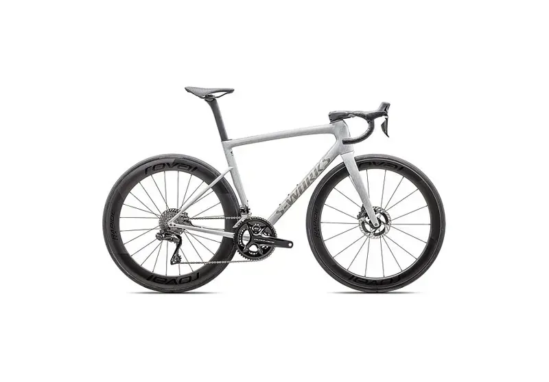 Specialized S-Works Tarmac SL8 - Shimano Dura-Ace Di2 Road Race Bike In Gloss Dove Gray/Silver Dust Blurred Impasto/Black Pearl