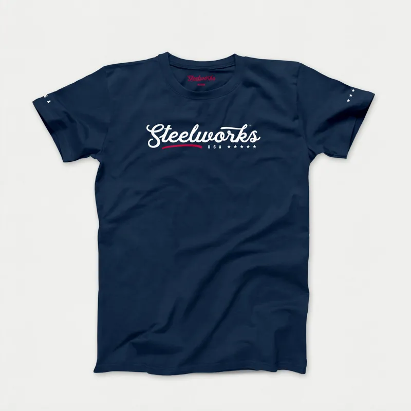 Steelworks USA Mens Tee in Navy Blue