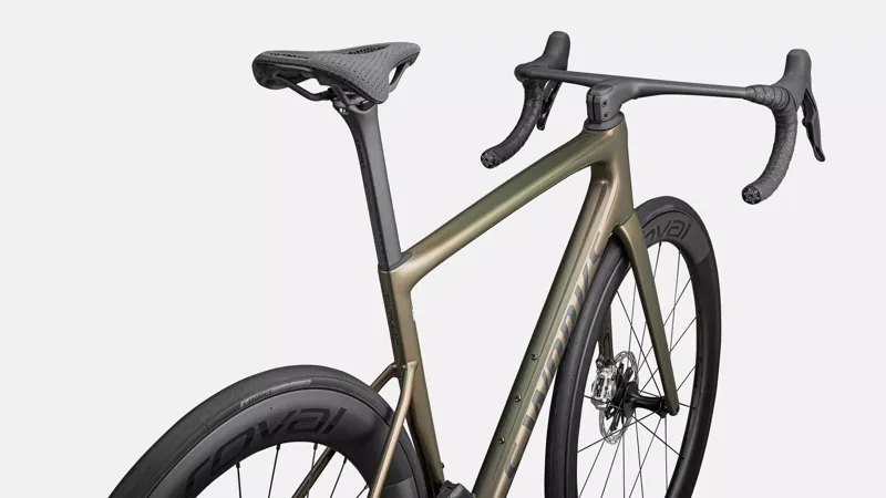 Specialized S-Works Tarmac SL8 SRAM RED AXS Road Bike In Gloss Cypress Metallic/Magenta To Gold Pearl/Satin Black Metallic-4