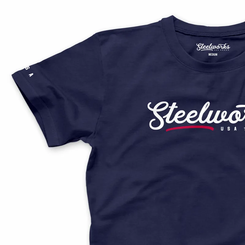 Steelworks USA Mens Tee in Navy Blue-1
