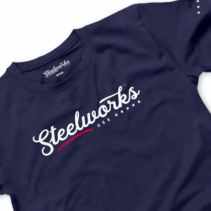 Steelworks USA Mens Tee in Navy Blue-5